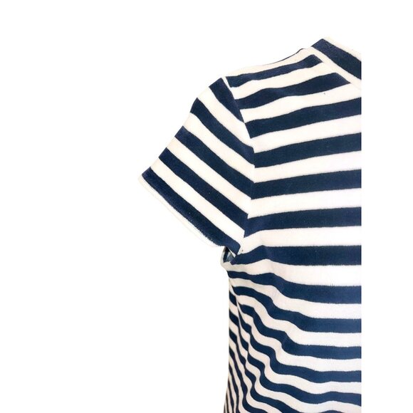Madewell Striped Velour Terry Cloth Nautical T-Shirt Dress Navy White Cotton M - Picture 5 of 10